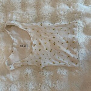 Skims Limited Edition Yellow Flower Print Cotton Rib Tank